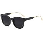 SOJOS Retro Square Polarized Sunglasses - Black