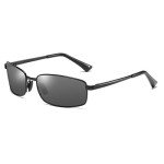 ZHILE Polarized Rectangular Metal Sunglasses - Classic Black