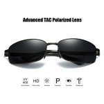 ZHILE Polarized Rectangular Metal Sunglasses - Classic Black