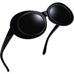 Trendy Polarized Black Oval Sunglasses for All