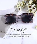 FEISEDY Women's Thick Square Frame Sunglasses