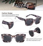 FEISEDY Women's Thick Square Frame Sunglasses