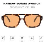 Retro 70s Square Aviator Sunglasses for Women