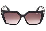 Tom Ford WINONA Shiny Black & Light Violet Sunglasses