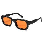 VANLINKER Vintage Chunky Rectangle Sunglasses - Black/Orange