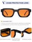 VANLINKER Vintage Chunky Rectangle Sunglasses - Black/Orange