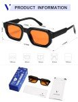 VANLINKER Vintage Chunky Rectangle Sunglasses - Black/Orange