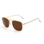 JIM HALO Retro Square Aviator Sunglasses (Gold/Brown)