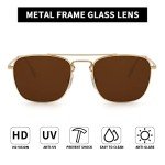 JIM HALO Retro Square Aviator Sunglasses (Gold/Brown)