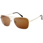 Men's Polarized Rectangular Metal Sunglasses - Gold/Brown