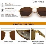 JIM HALO Retro Square Aviator Sunglasses (Gold/Brown)