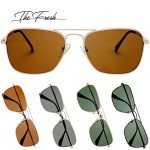 Men's Polarized Rectangular Metal Sunglasses - Gold/Brown