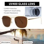 JIM HALO Retro Square Aviator Sunglasses (Gold/Brown)