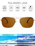 Men's Polarized Rectangular Metal Sunglasses - Gold/Brown