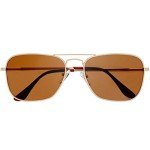 Men's Polarized Rectangular Metal Sunglasses - Gold/Brown