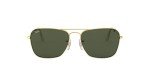 Ray-Ban Caravan Square Sunglasses, Gold/G-15 Green