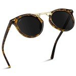 Retro Polarized Round Double-Bridge Women's Sunglasses