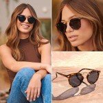 Retro Polarized Round Double-Bridge Women's Sunglasses