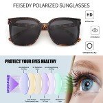 FEISEDY Retro Polarized Square Oversized Sunglasses