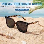 FEISEDY Retro Polarized Square Oversized Sunglasses