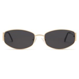 Stylish Retro Oval Hexagonal Sunglasses in Gold/Grey