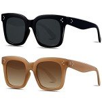 ANDWOOD Women's Oversized Square Sunglasses - 2 Pack