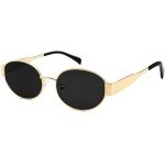 Trendy Retro Oval Sunglasses for Women - Gold
