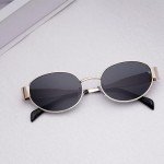 Trendy Retro Oval Sunglasses for Women - Gold