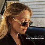 VIA LEECA 90s Retro Oval Sunglasses for Everyone