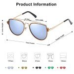 SOJOS Polarized Retro Double Bridge Sunglasses, Gold/Dusty Blue