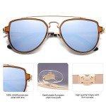 SOJOS Polarized Retro Double Bridge Sunglasses, Gold/Dusty Blue