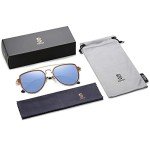 SOJOS Polarized Retro Double Bridge Sunglasses, Gold/Dusty Blue