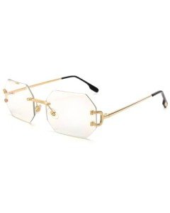 Gold Frameless Octagon Sunglasses for Men & Women