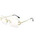 Gold Frameless Octagon Sunglasses for Men & Women