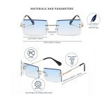 Retro Rimless Rectangle Sunglasses in Blue and Gold