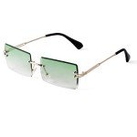 Trendy Rimless Rectangle Sunglasses with Gradient Lenses