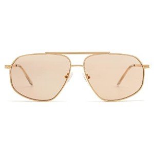 SOJOS Retro Aviator Sunglasses - Gold Hexagonal