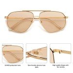 SOJOS Retro Aviator Sunglasses - Gold Hexagonal