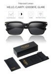 Black Oversized Polarized Rectangle Sunglasses for All