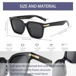 Black Oversized Polarized Rectangle Sunglasses for All