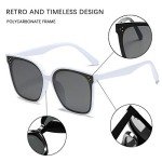 MAXJULI Oversized UV Protection Sunglasses - White/Black
