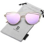 SOJOS Women's Cat Eye Designer Sunglasses - Gold/Purple