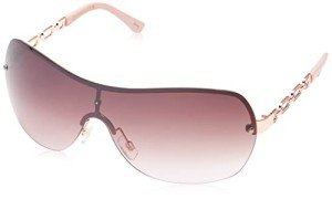 Rose Gold Rectangular Shield Sunglasses for Women
