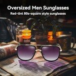 Oversized Square Aviator Sunglasses for Men