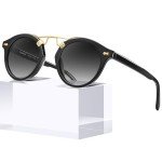 CARFIA Retro Polarized Black Sunglasses for Women