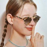 CARFIA Women's Retro Double Bridge Brown Sunglasses