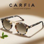 CARFIA Women's Retro Double Bridge Brown Sunglasses