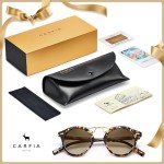 CARFIA Women's Retro Double Bridge Brown Sunglasses