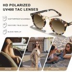 CARFIA Women's Retro Double Bridge Brown Sunglasses