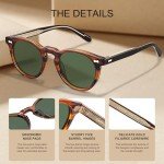 CARFIA Retro Polarized Round Sunglasses for Men
